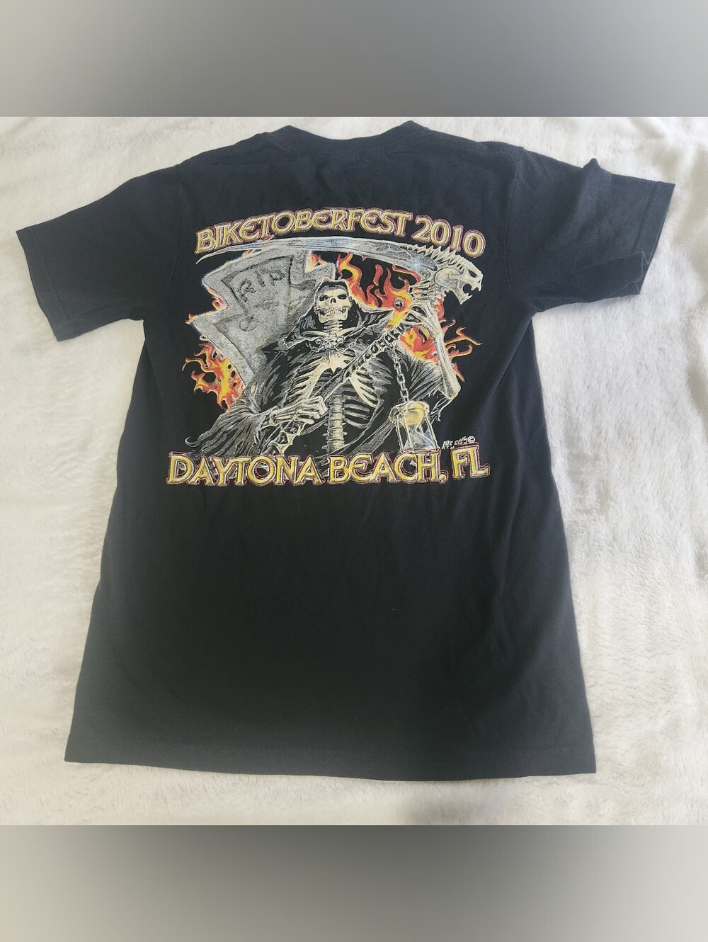 Vintage 2010 Daytona Beach Biketoberfest Joe Cool Skeleton Dragon TShirt Men's S